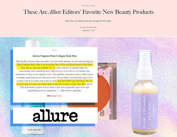 Adonia Organics Plant Collagen Body Mist Featured in Allure’s “Editors’ New Beauty Favorites”