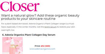 <em>Closer Magazine</em> Hails Plant Collagen Day Serum “A Must Have”