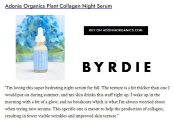 Leading Beauty Website, Byrdie, Features<br>Adonia Organics Plant Collagen Night Serum