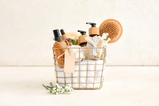 Basket filled with Organic Skincare products