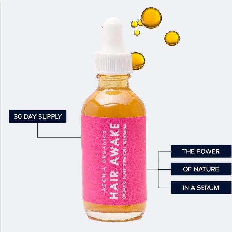 The power of nature in a serum. 30 day supply of Hair Awake by Adonia Organics