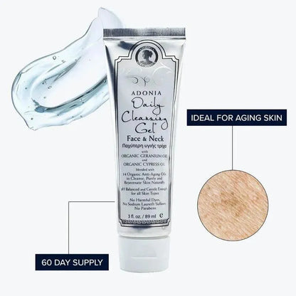 Adonia Organics Daily Cleansing Gel. Plant-based skincare for face and neck